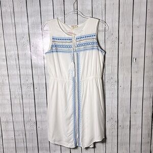 Kenji cream Beaded-sequined-Embroidered Front Sleeveless Lined dress size 8